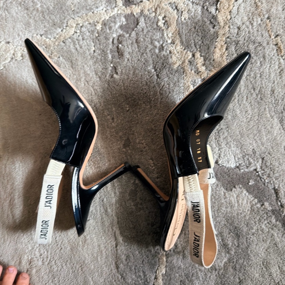 Dior Black Patent Leather Heels with J'Adior Strap